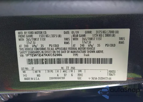 2019 Ford F-150 Xlt z USA, uszkodzony, nr VIN 1FTEW1E47KKC52986